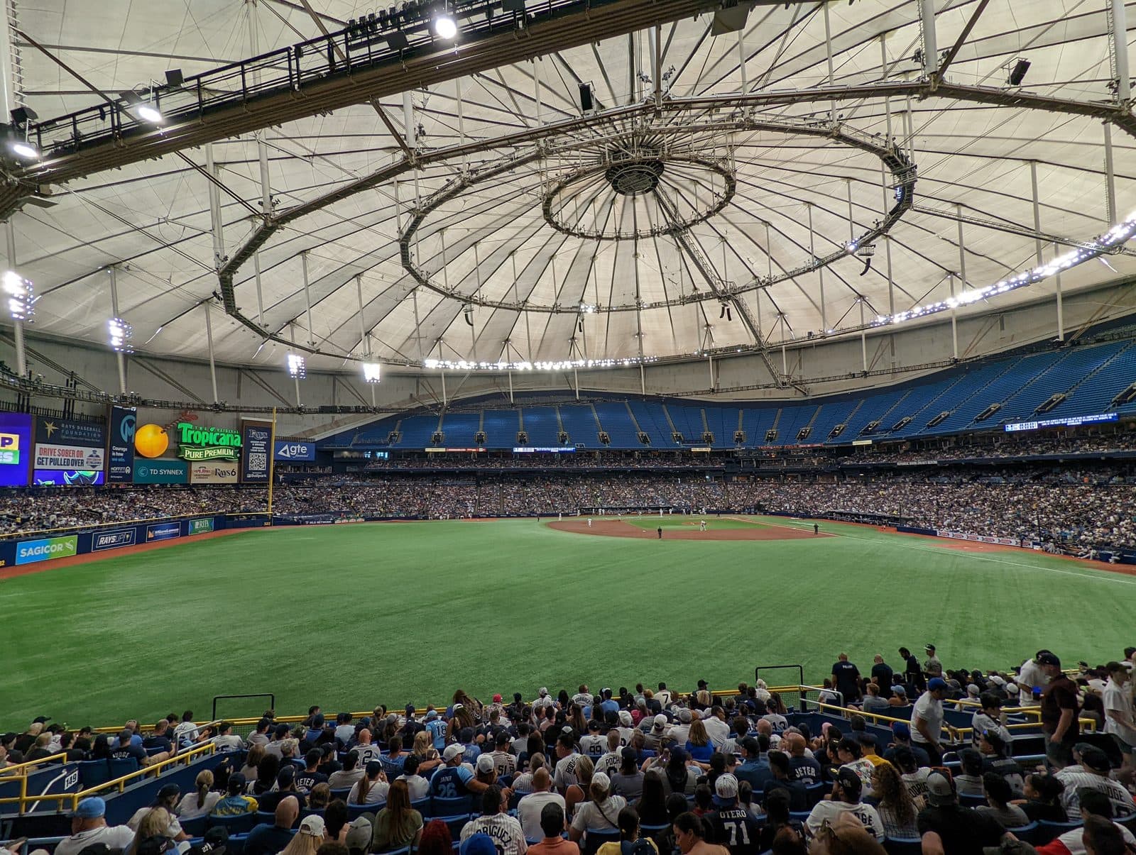 Tropicana Field, 2022 — Tropicana Field Infield, as seen from left field in May 28, 2022 during Tampa Bay Rays game Vs New York Yankees.