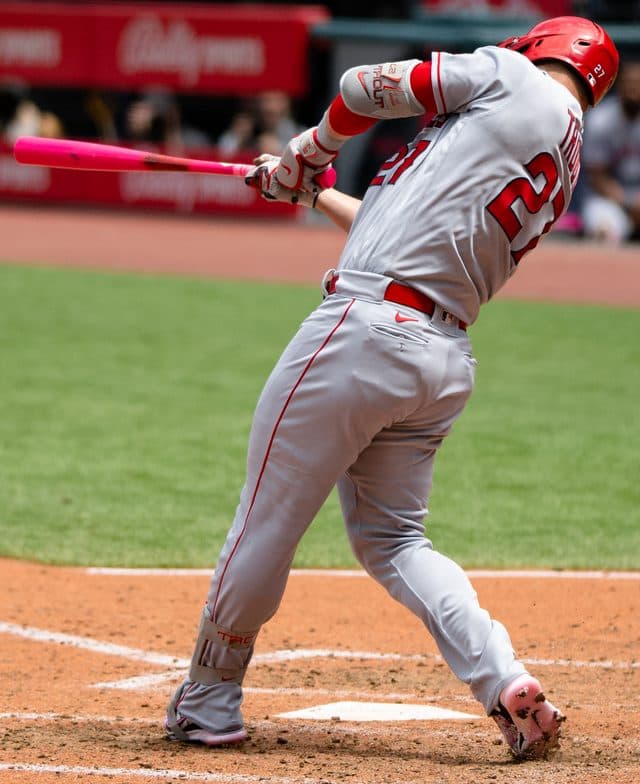 Mike Trout — Photo: Erik Drost, CC BY 2.0, via Wikimedia Commons (resized, cropped upstream)